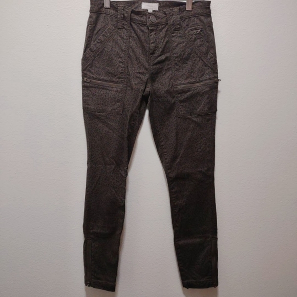 Joie Park Brown Animal Print Utility Skinny Ankle Pants  26 - Picture 1 of 5
